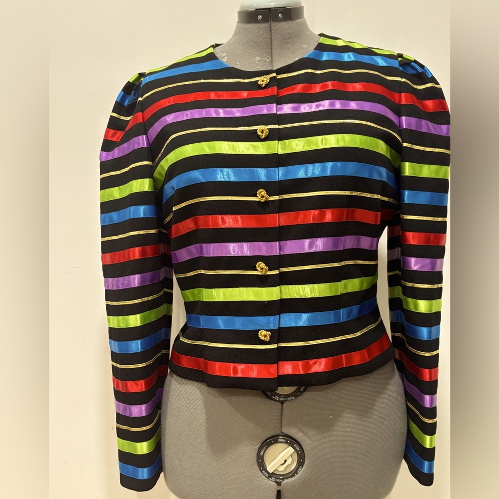 Vintage Colorful striped button up jacket